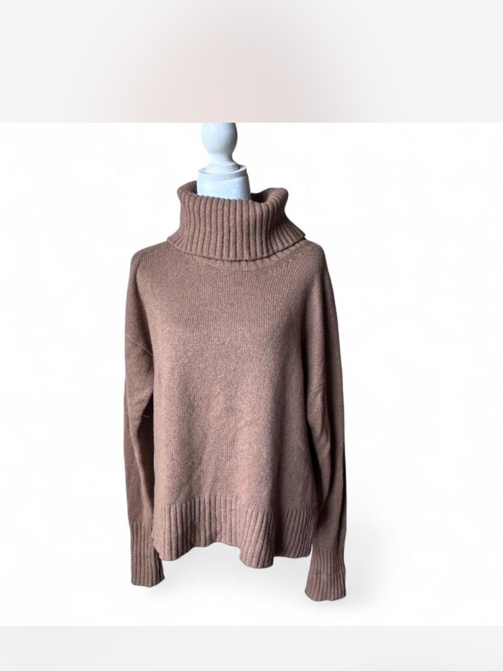 Wool Viscose blend Anthropologie Women's Turtleneck Sweater in brown beige